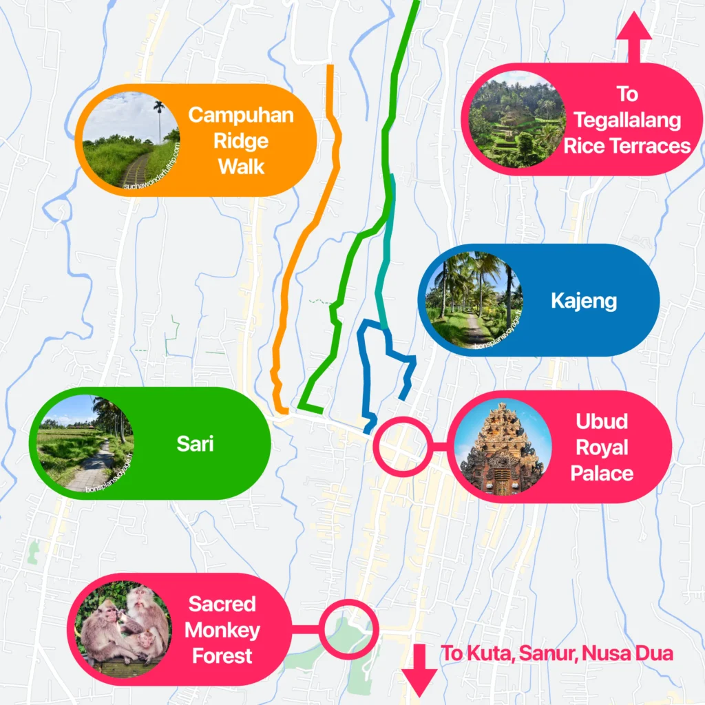 Best Ubud hiking trails map