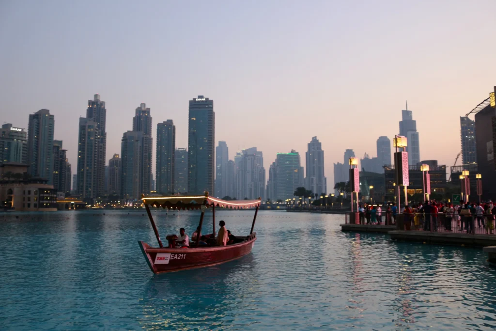 Boat on the Downtown Dubai lake