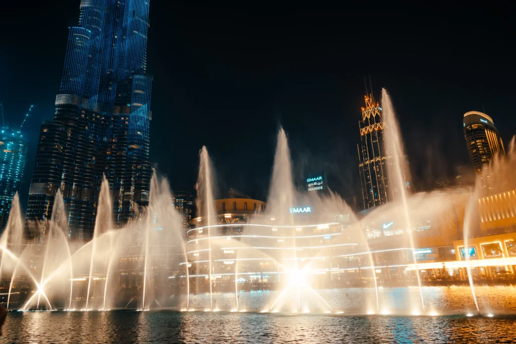 Fountain show in front of the Burj Khalifa at Downtown Dubai