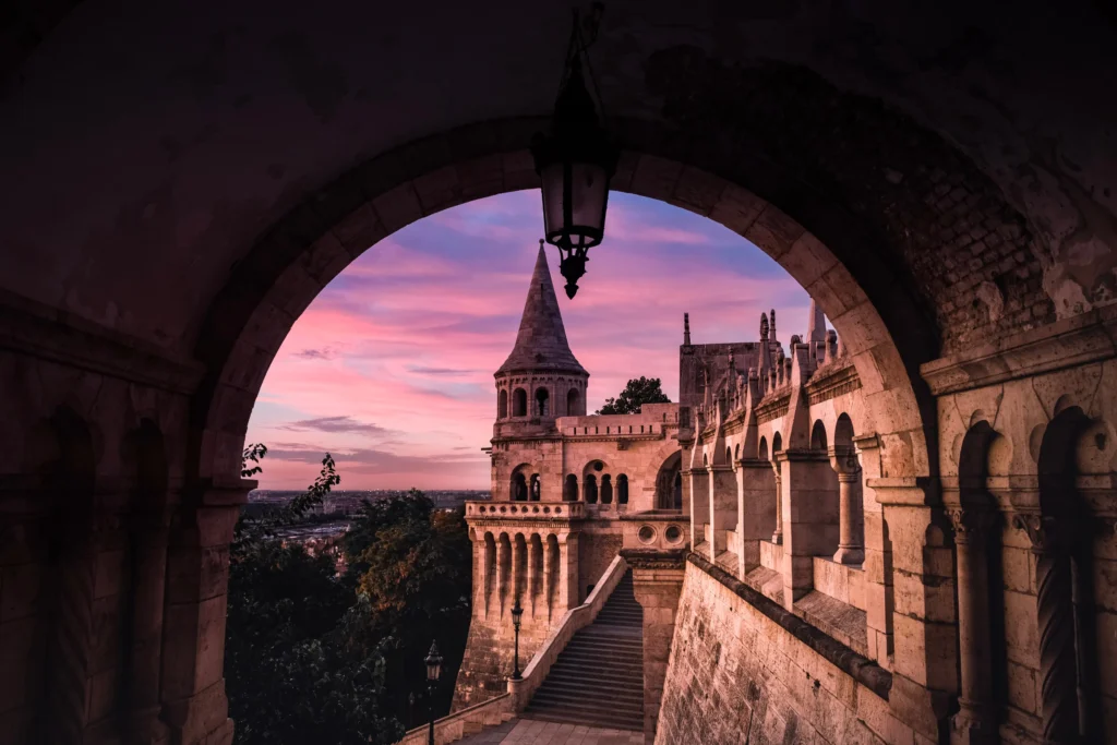 admire a sunset in Budapest