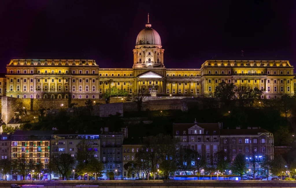 Budapest castle at night
